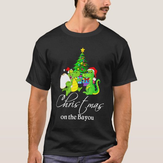 T-shirt Arbre De Noël Sur Le Pajama De Noël Bayou Cajun (Devant)
