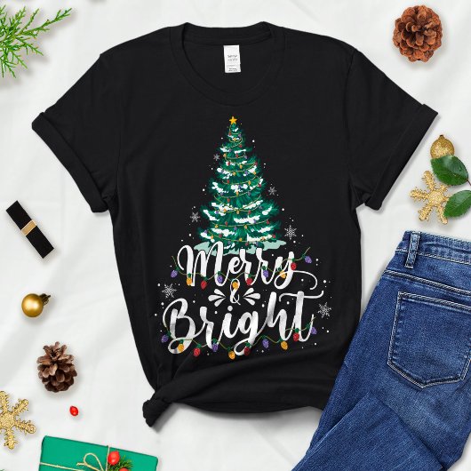 T-shirt Arbre de Noël, Thé de Noël, Joyeux et lumineux