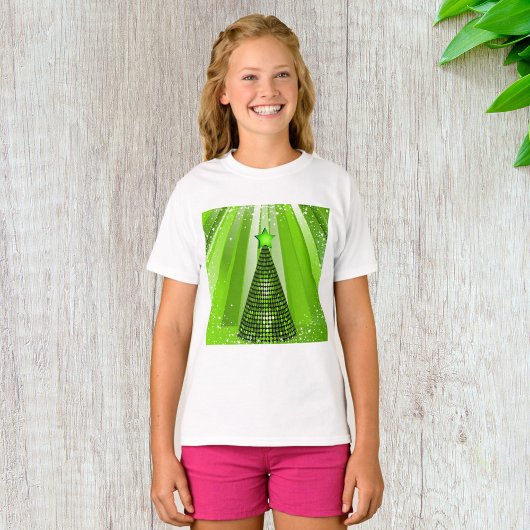 T-shirt Arbre de Noël vert moderne avec étoile