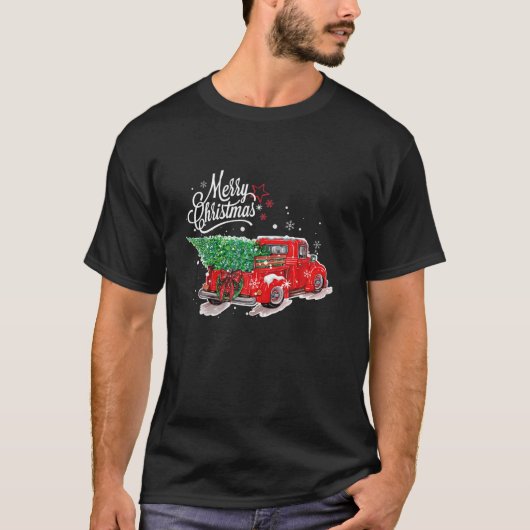 T-shirt Arbre de Noël vintage Red Truck (Devant)