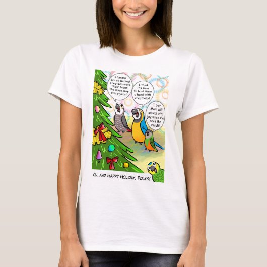 T-shirt Arbre de perroquets et de Noël (Devant)