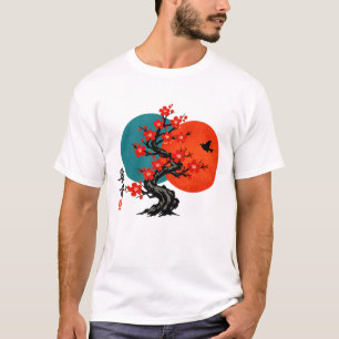 T-shirt Arbre de prunier zen en encre japonaise
