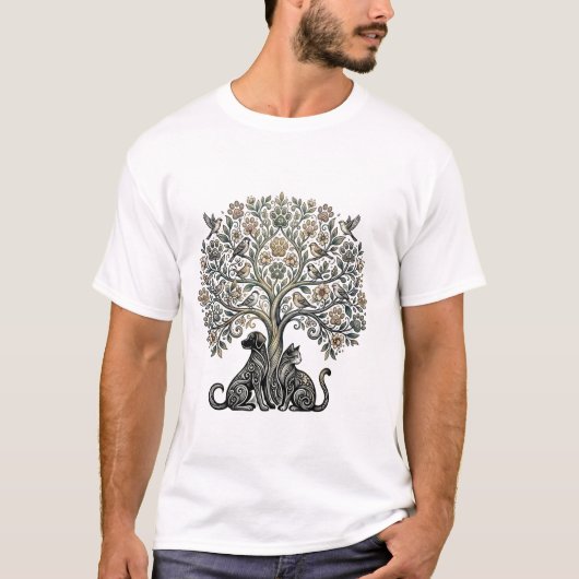 T-shirt Arbre de Vie Chien Chat (Devant)