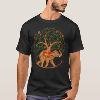 T-shirt Arbre de vie éléphant à Mandala