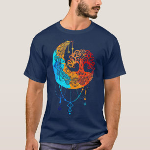 T-shirt Arbre de vie Mandala Moon Chakra Yoga Méditation M