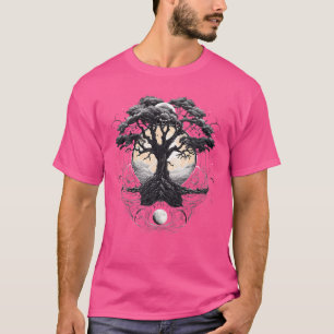T-shirt Arbre de vie triangle géométrique Yin Yang Phase d