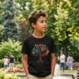 T-shirt Arbre de Vie vibrant : Racines et feuilles colorée