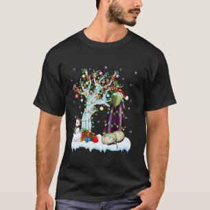 T-shirt Arbre d'éclairage de Noël Chapeau végétal Eggplant