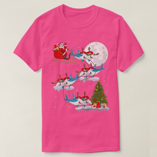 T-shirt Arbre d'éclairage de Noël Père Noël équitation Ham (Design devant)