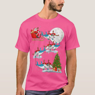 T-shirt Arbre d'éclairage de Noël Père Noël équitation Ham