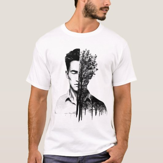 T-shirt Arbre demi art du design humain (Devant)
