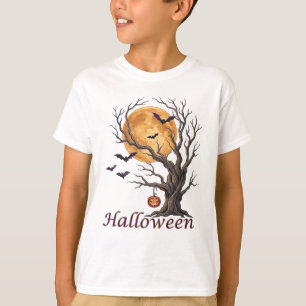 T-Shirt Arbre d'Halloween et Citrouille Jack-o'-La