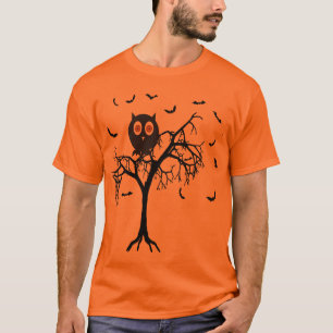 T-shirt Arbre d'horreur avec Halloween de hibou