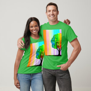 T-shirt Arbre et ciel aux couleurs de l'arc-en-ciel
