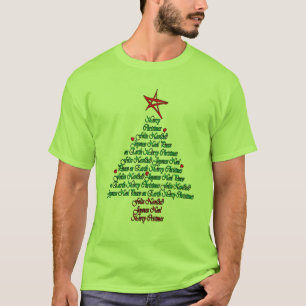T-shirt Arbre natal de Feliz de carte multilingue de
