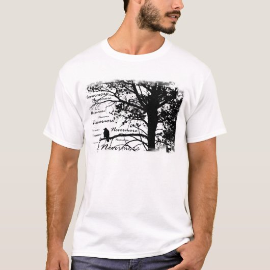 T-shirt Arbre noir et de blanc plus jamais de Raven de (Devant)