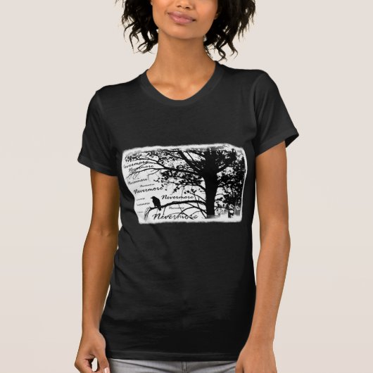 T-shirt Arbre noir et de blanc plus jamais de Raven de (Devant)