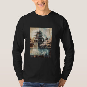 T-shirt Arbre Sakura Château Japonais Fleur de Cerisier Ja