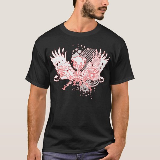 T-shirt arbre tracé. rouge & blanc. (Devant)