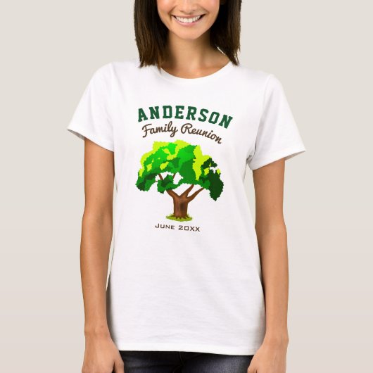 T-shirt Arbre vert Nom personnalisé Famille Réunion (Devant)