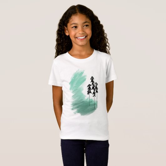 T-Shirt Arbre vert scandinave art simple menthe moderne (Devant entier)