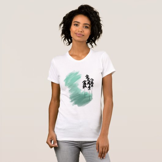 T-shirt Arbre vert scandinave art simple menthe moderne (Devant entier)