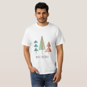 T-shirt arbres arc-en-ciel modernes du milieu du siècle ro (Devant entier)