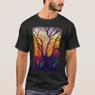 T-shirt Arbres complexes Imaginaire Forêt Ligne Art Forte 