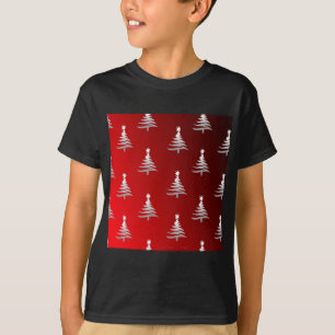 T-shirt Arbres de Noël en argent sur rouge