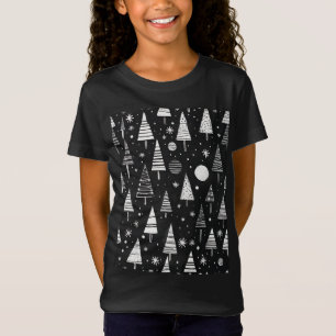 T-Shirt Arbres de Noël En Art Noir & Blanc