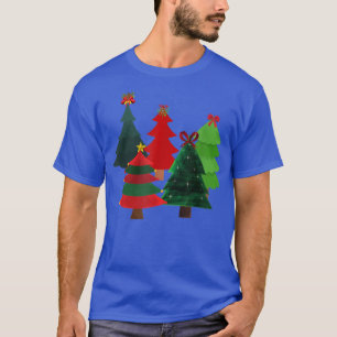 T-SHIRT ARBRES DE NOËL, ÉTOILES DÉCORÉES XMAS, BOWS ET BA