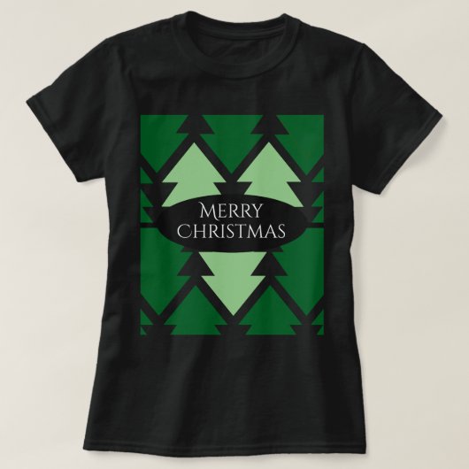 T-shirt Arbres de Noël verts Noir de Noël (Design devant)