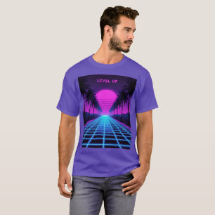T-shirt Arbres Palmiers Néoons Synthwave Rétro