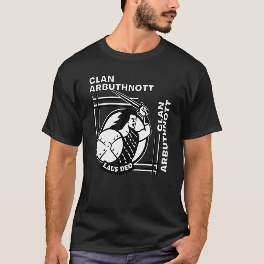 T-shirt Arbuthnott Clan Gaelic Motto Swordsman (Devant)