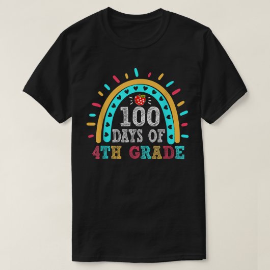 T-shirt Arc-en-ciel 100 jours Enseignant de 4e année intel (Design devant)