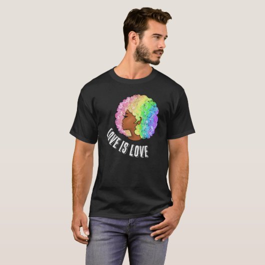T-shirt arc-en-ciel afro LGBTQ amour amour amour fierté fi (Devant entier)