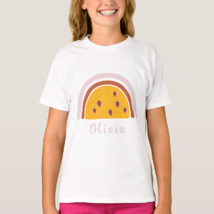 T-shirt Arc-en-ciel Boho avec nom personnalisé Jaune