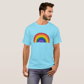 T-shirt Arc-en-ciel clair sur le bleu clair LGBT Pride (Devant entier)