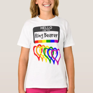 T-shirt Arc-en-ciel Coeurs de la ceinture Nom du porteur I