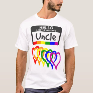 T-shirt Arc-en-ciel Coeurs de la chambre Oncle Nom Insigne