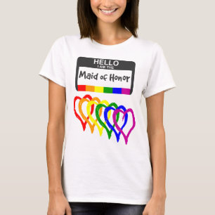 T-shirt Arc-en-ciel Coeurs d'honneur Maid of Honor Insigne