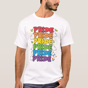 T-shirt Arc-en-ciel, Coeurs et Nuages - Fierté répétée