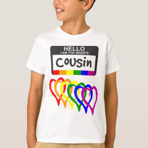 T-shirt Arc-en-ciel - Coeurs Mariée Cousin Nom Badge