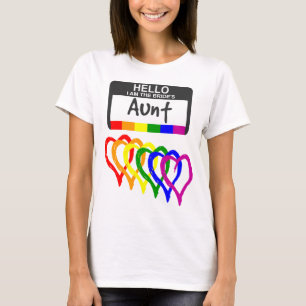 T-shirt Arc-en-ciel Coeurs Mariée Nom de la tante Badge