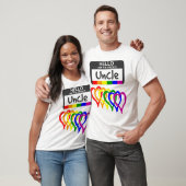 T-shirt Arc-en-ciel Coeurs Mariée Oncle Nom Insigne (Unisexe)
