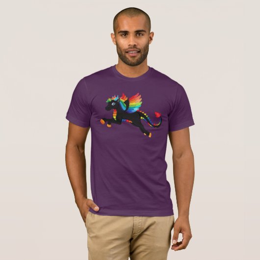 T-shirt Arc-en-ciel de licorne de dragon pilotant la (Devant entier)