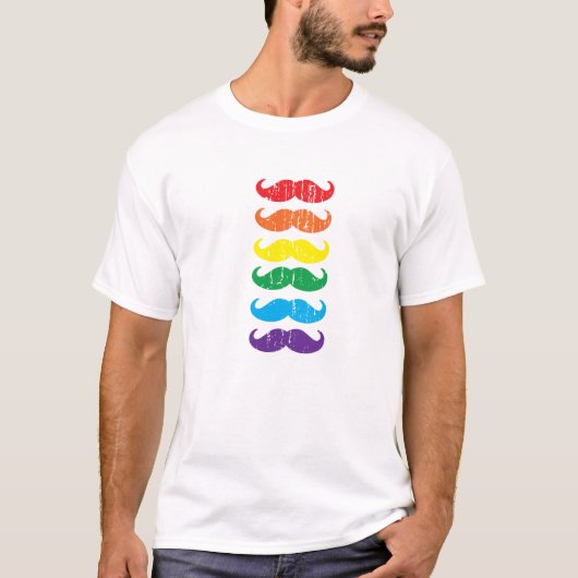 T-shirt Arc-en-ciel de moustache (Devant)