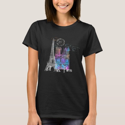 T-shirt Arc en ciel de Paris Eiffel Notre Dame (Devant)