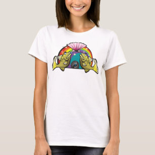 T-shirt Arc-en-ciel des années 1980 avec Poissons