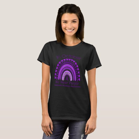 T-shirt Arc-En-Ciel En Octobre Nous Portons Violet Domesti (Devant entier)